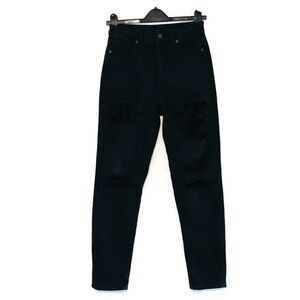 American Eagle Black Mom Destructed Jeans High Rise Relaxed Fit Women’s size 0
